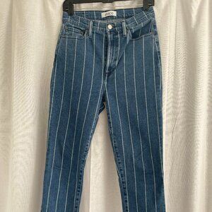 etica "Finn Wide Indigo Stripe" skinny jeans, size 27